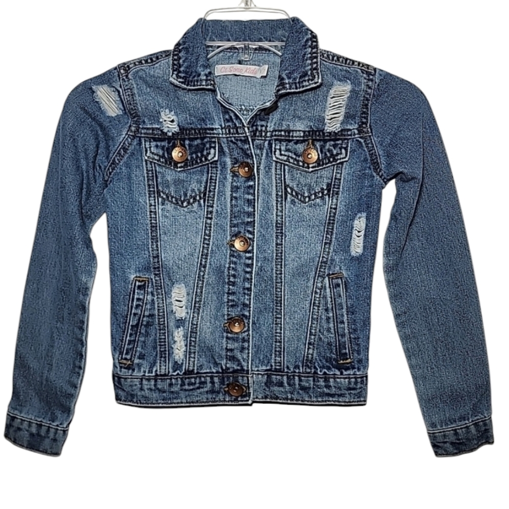 Ci Sono Kids Distressed Denim Jacket blue Size‎ XS/7